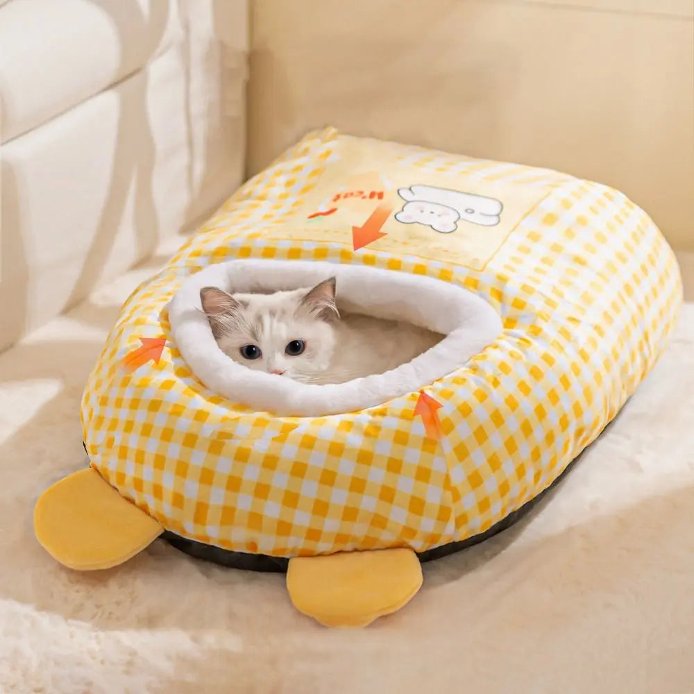 Cozy Plush Kitty Bed Hut - Luxicro