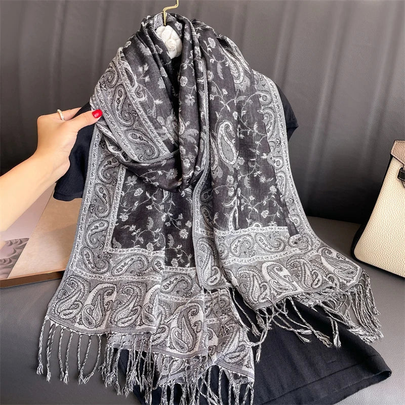 Soft Cashmere Women's Scarf with Warm Luxury Print