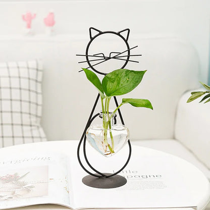 Beautiful Cat Water Vase - Elegant Glass Home Decor
