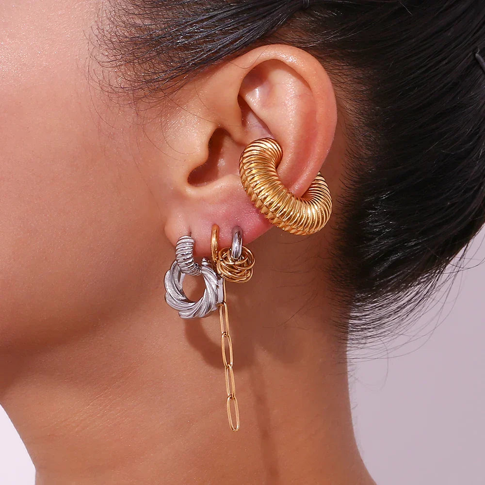 Classic Dual Tone Drop Earrings