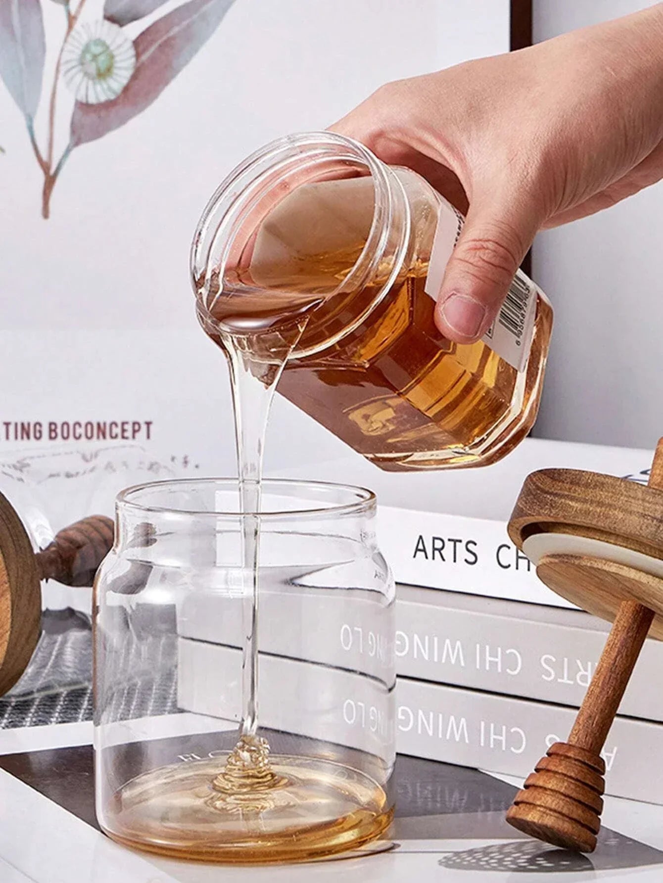 Pure Glass Honey Jar with Wood Top