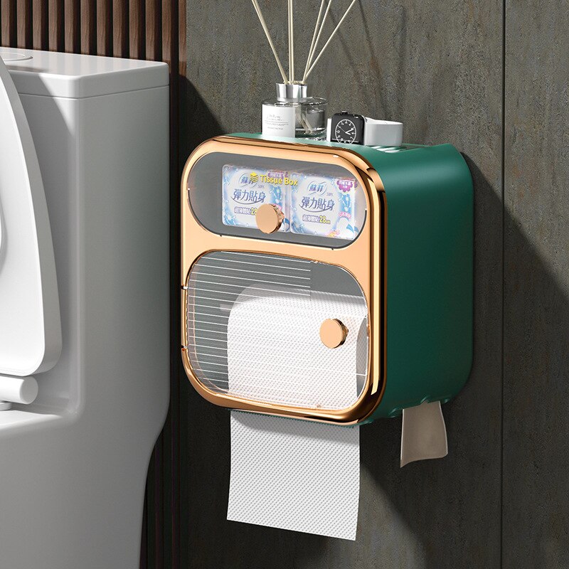 Compact Toilet Paper Roll Holder Storage Container