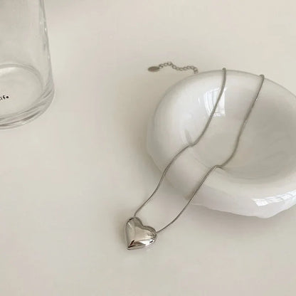 Trendy Heart Link Silver Chain Necklace