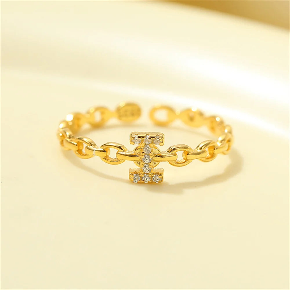 Elegant Initial Diamond Letter Ring