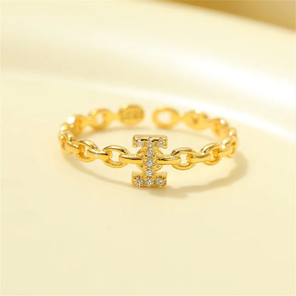 Elegant Initial Diamond Letter Ring