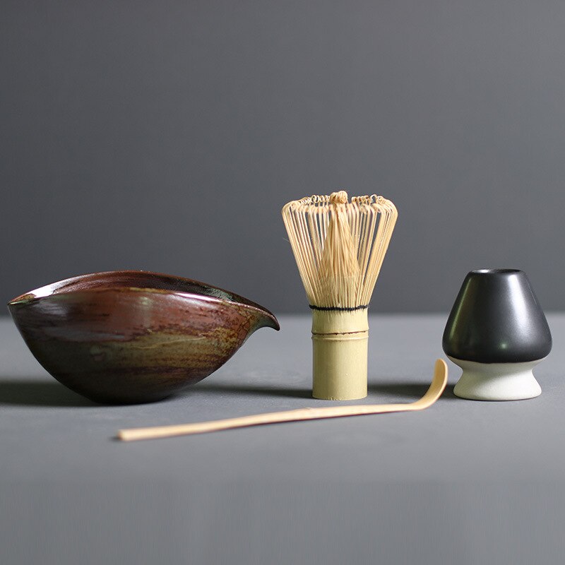 Authentic Green Tea Set with Whisk and Ceramic Bowl