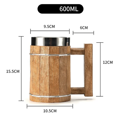 Traditional Viking Style Wood Coffee Mug