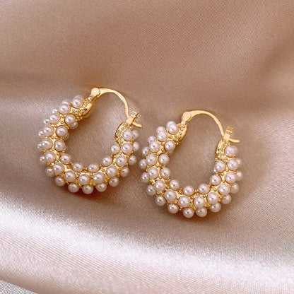 Elegant White Pearl Hinged Earrings