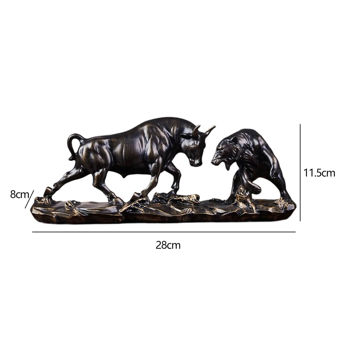 Decorative Bear and Bull Figurine Set