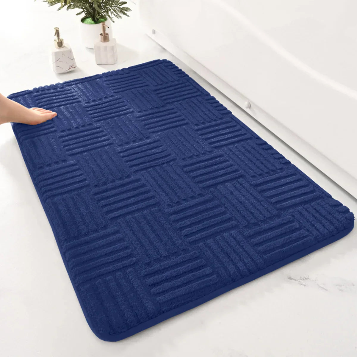 Gentle Blue Striped Anti Slip Bath Mat