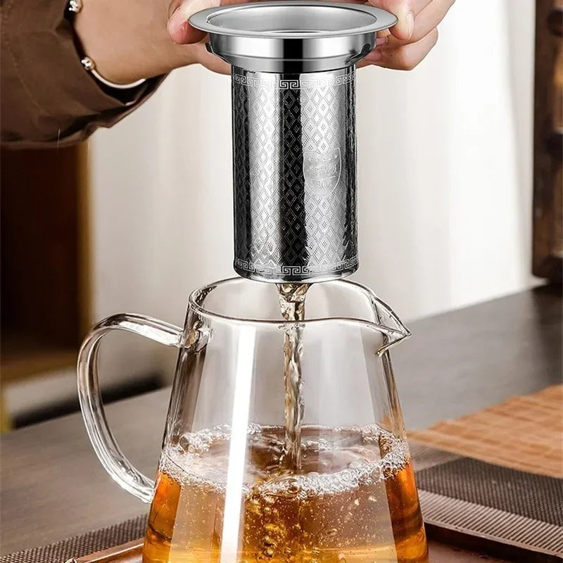Big Thermal Glass Teapot with Metal Strainer