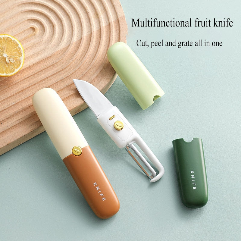 Compact 3 in 1 Pocket Peeler Knife