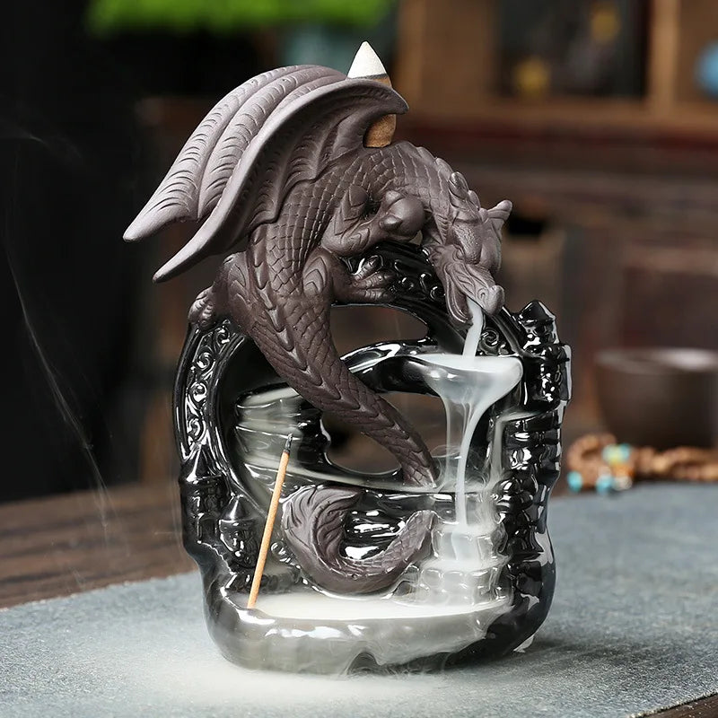 Decorative Dragon Figurine Incense Holder for Home - Luxicro