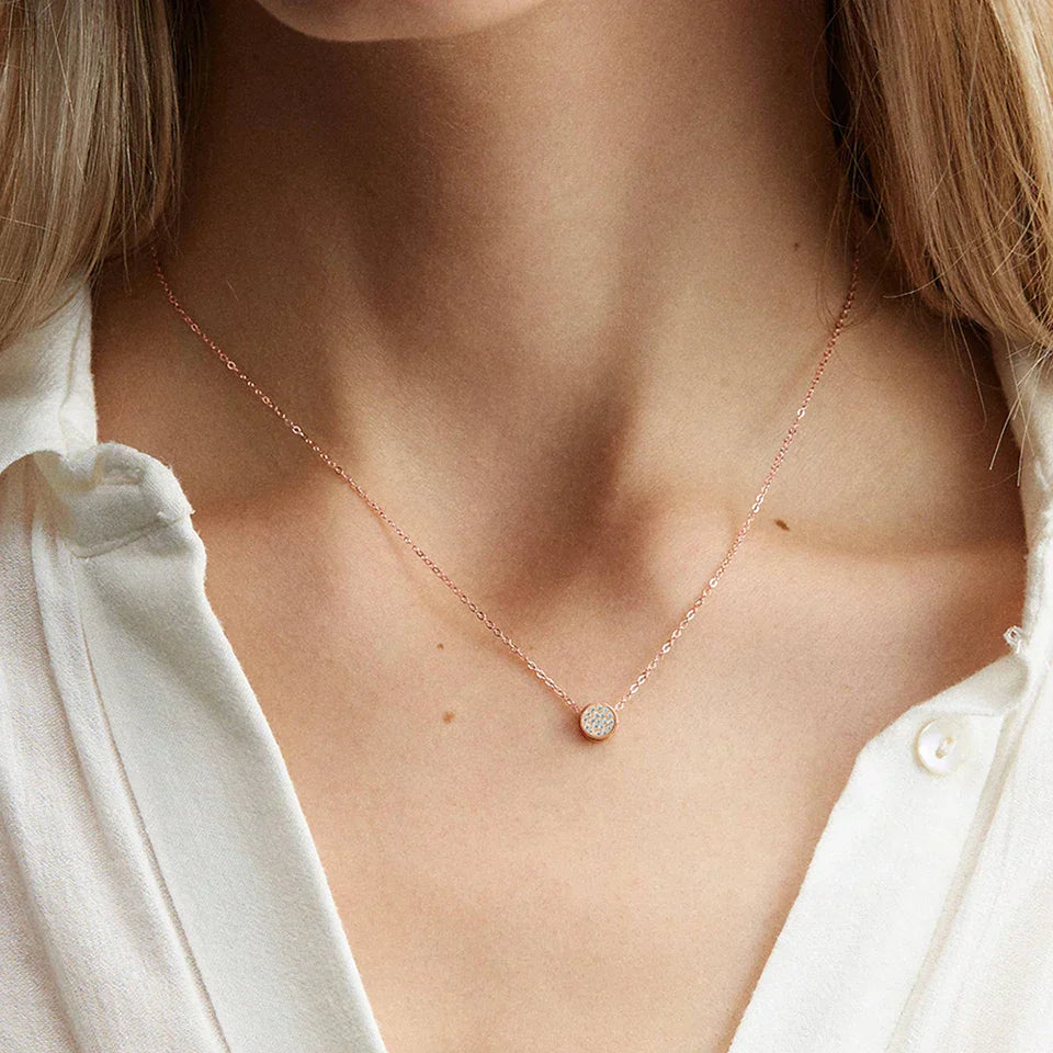 Sparkling Birthstone Circle Pendant Necklace - Luxicro