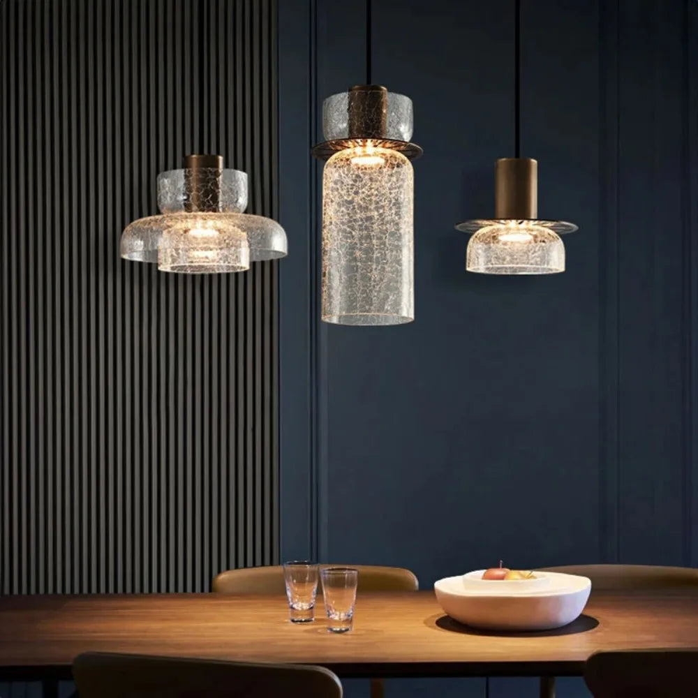 Stylish Shattered Glass Pendant Lighting Fixture