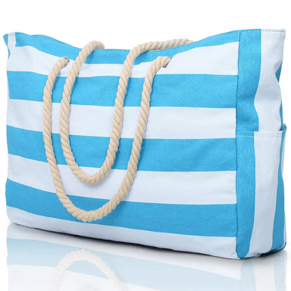 Vibrant Patterned Zip Beach Tote Bag - Luxicro