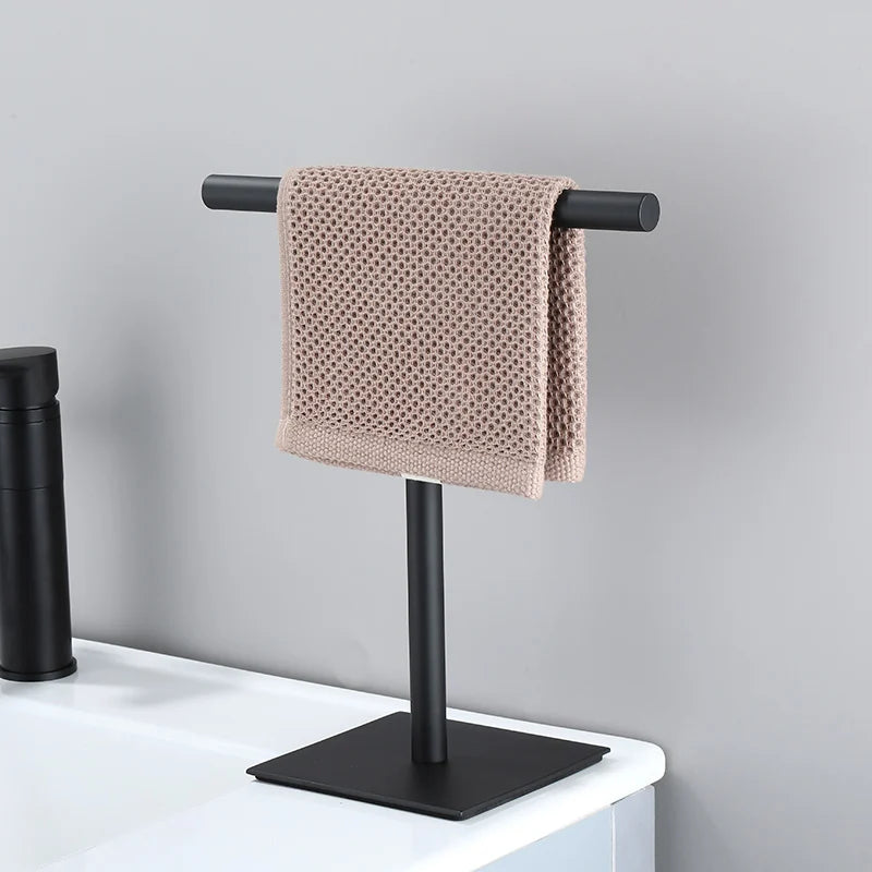 Portable Bathroom Towel Holder Compact Freestanding Rack - Luxicro