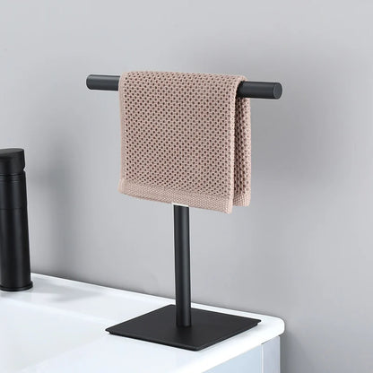 Portable Bathroom Towel Holder Compact Freestanding Rack - Luxicro