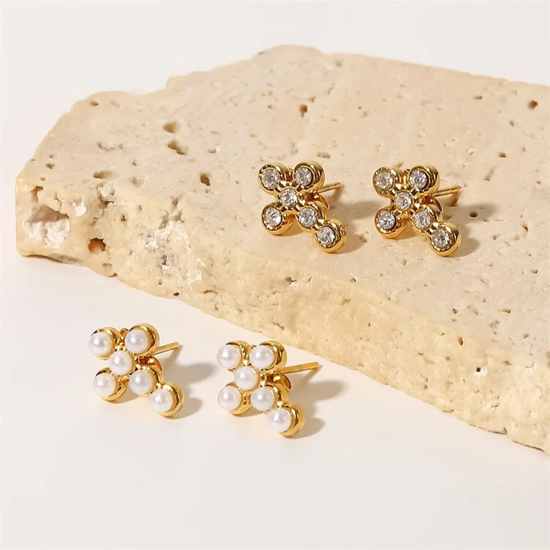 Small Cross Sterling Silver Stud Earrings