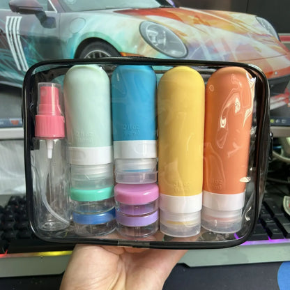Portable Travel Kit 16pc Leakproof Toiletry Bag Set