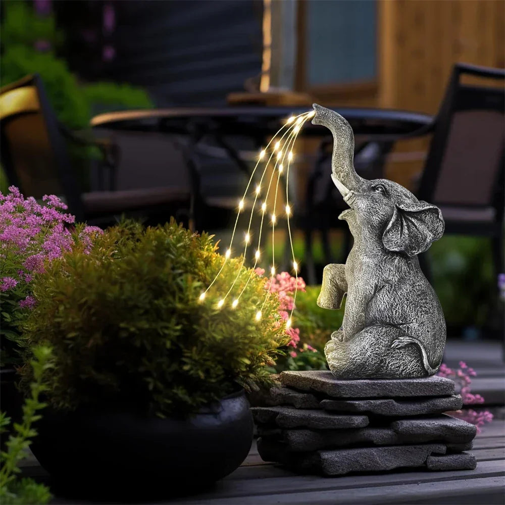 Garden Solar Elephant Figure with Fairy Lights