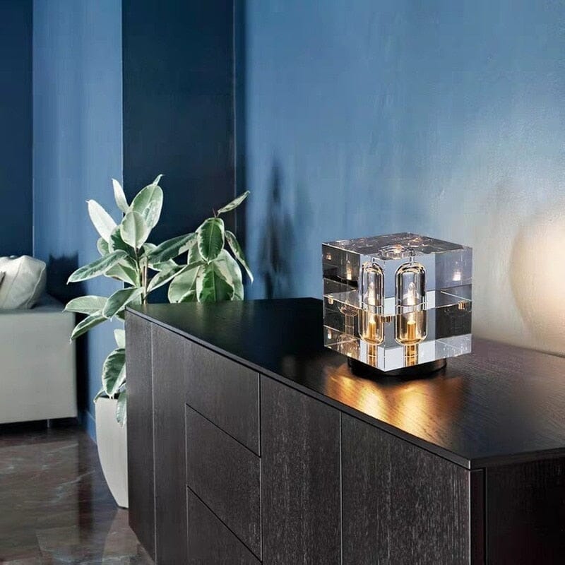 Elegant Glass LED Table Lamp with Crystal Accent - Luxicro