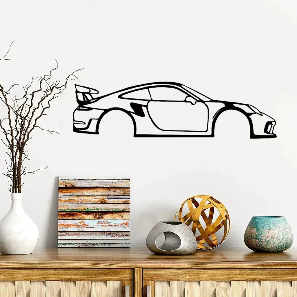 Racing Car Metal Wall Decor - Sleek Auto Art Silhouette - Luxicro