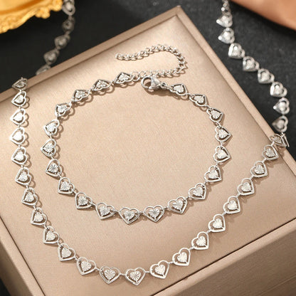 Lovely Heart Link Necklace Set