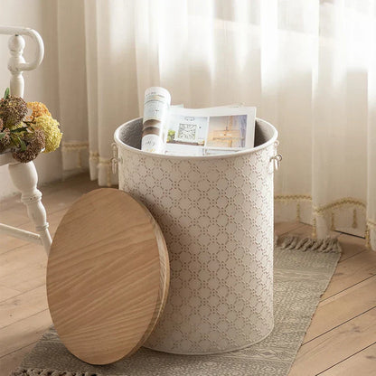 Space Saving Iron Side Table with Storage Bin