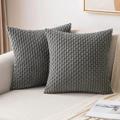 Soft Striped Velvet Decorative Pillow in Modern Rustic Style