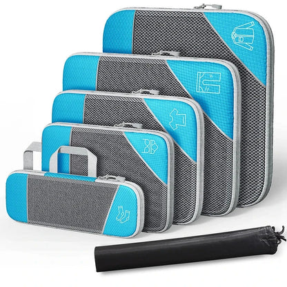 Compact Travel Packing Cube Set 6 Piece Waterproof Bags