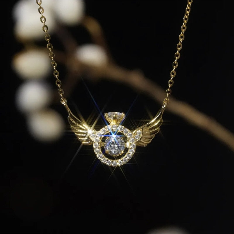 Shiny Wing Pendant Crystal Necklace - Luxicro