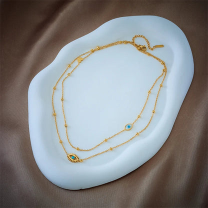 Dainty Protective Eye Layered Chain Necklace