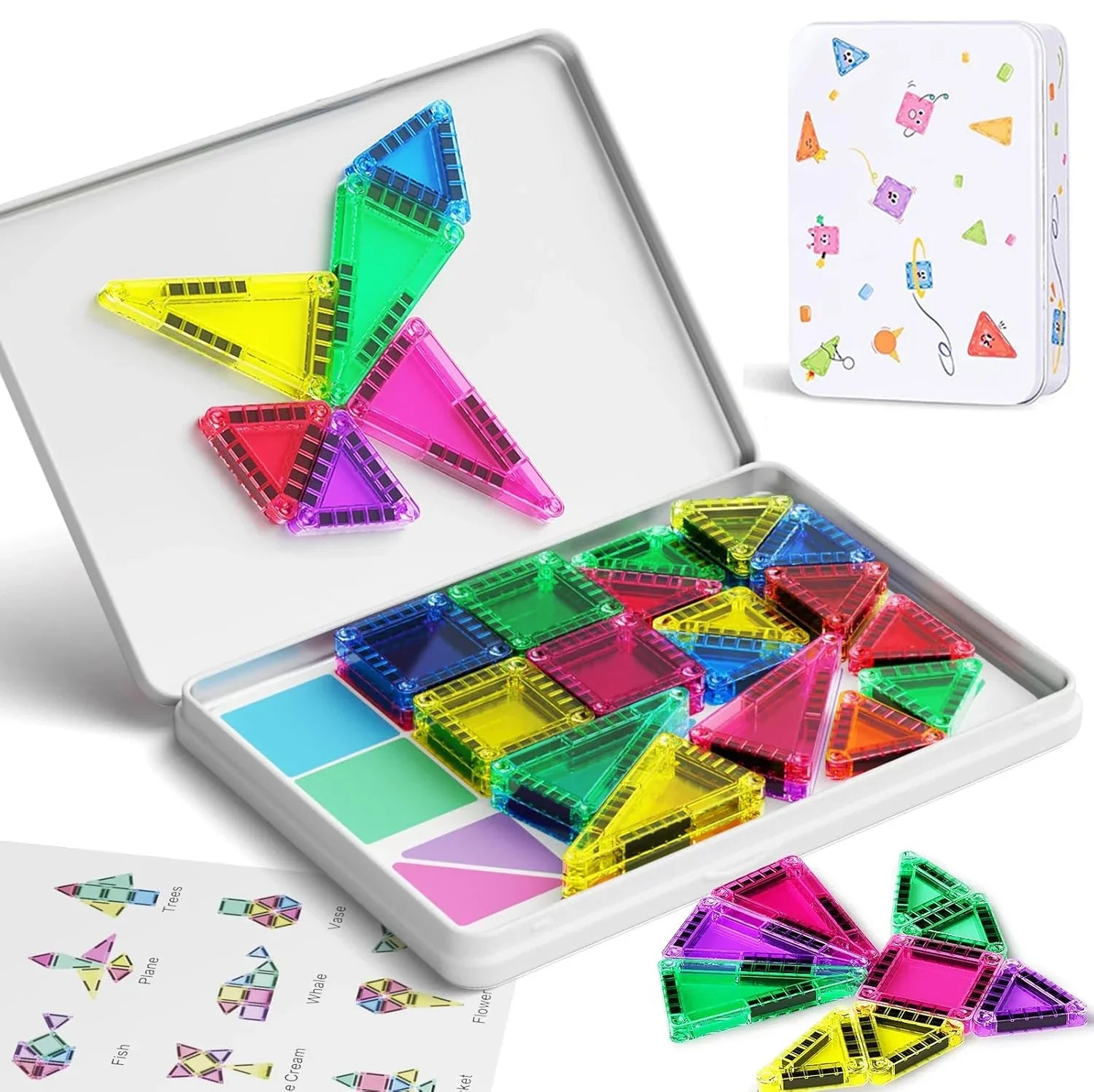 Fun Kids Magnetic Building Blocks 56pc Travel Playset - Luxicro