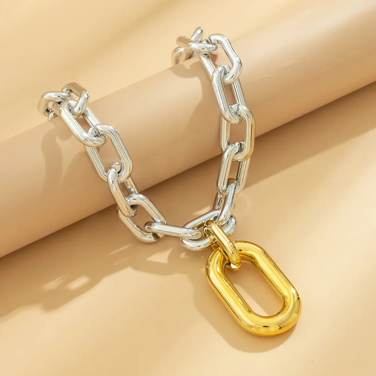 Edgy Two Tone Paperclip Link Necklace