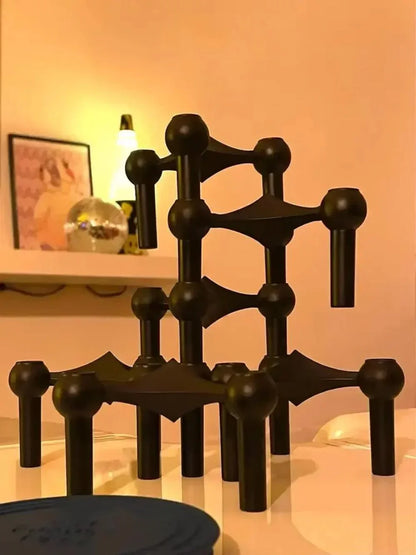 Sleek Metal Candle Holder - Contemporary Silver Stand