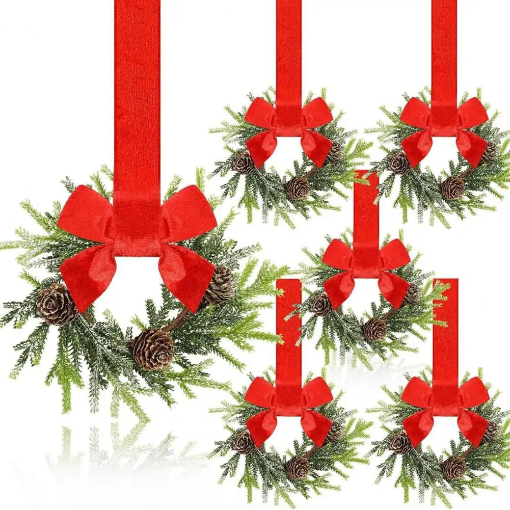 Small Christmas Wreath Set of 6 Artificial Holiday Decor
