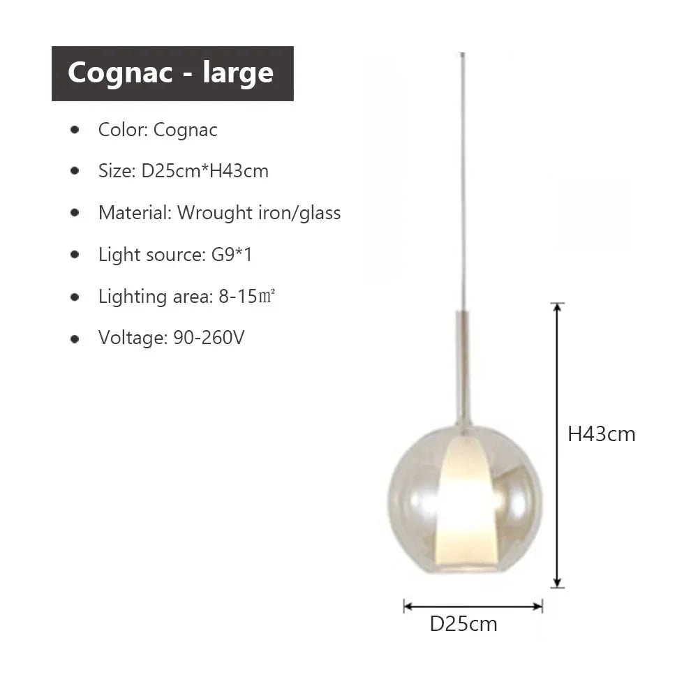 Modern Double Shade Glass Pendant LED Light