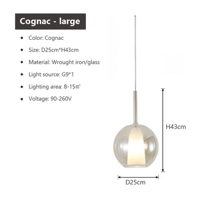 Modern Double Shade Glass Pendant LED Light