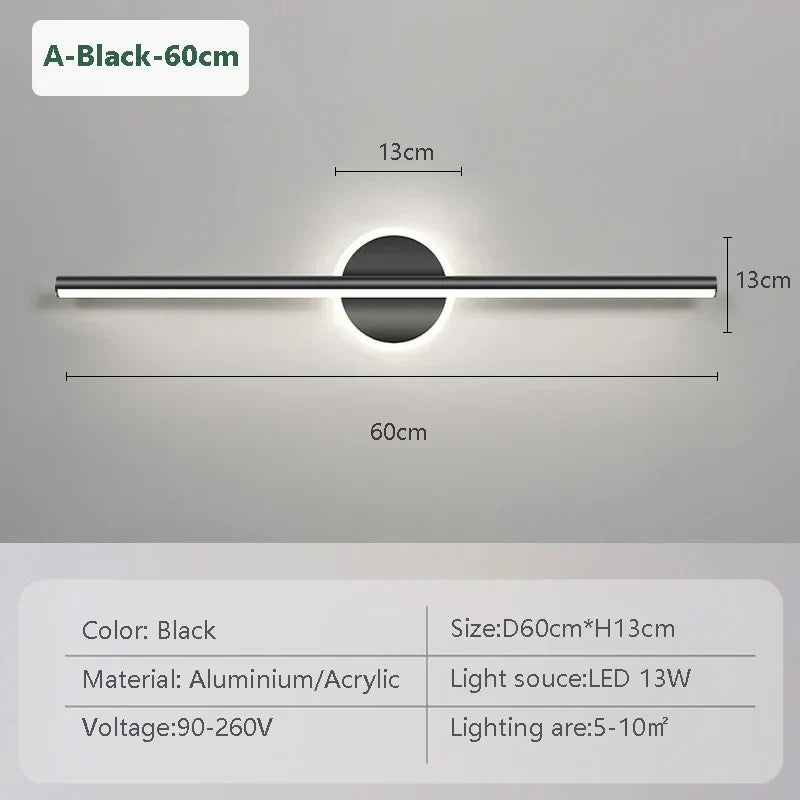 Modern Black Gold Adjustable LED Wall Light