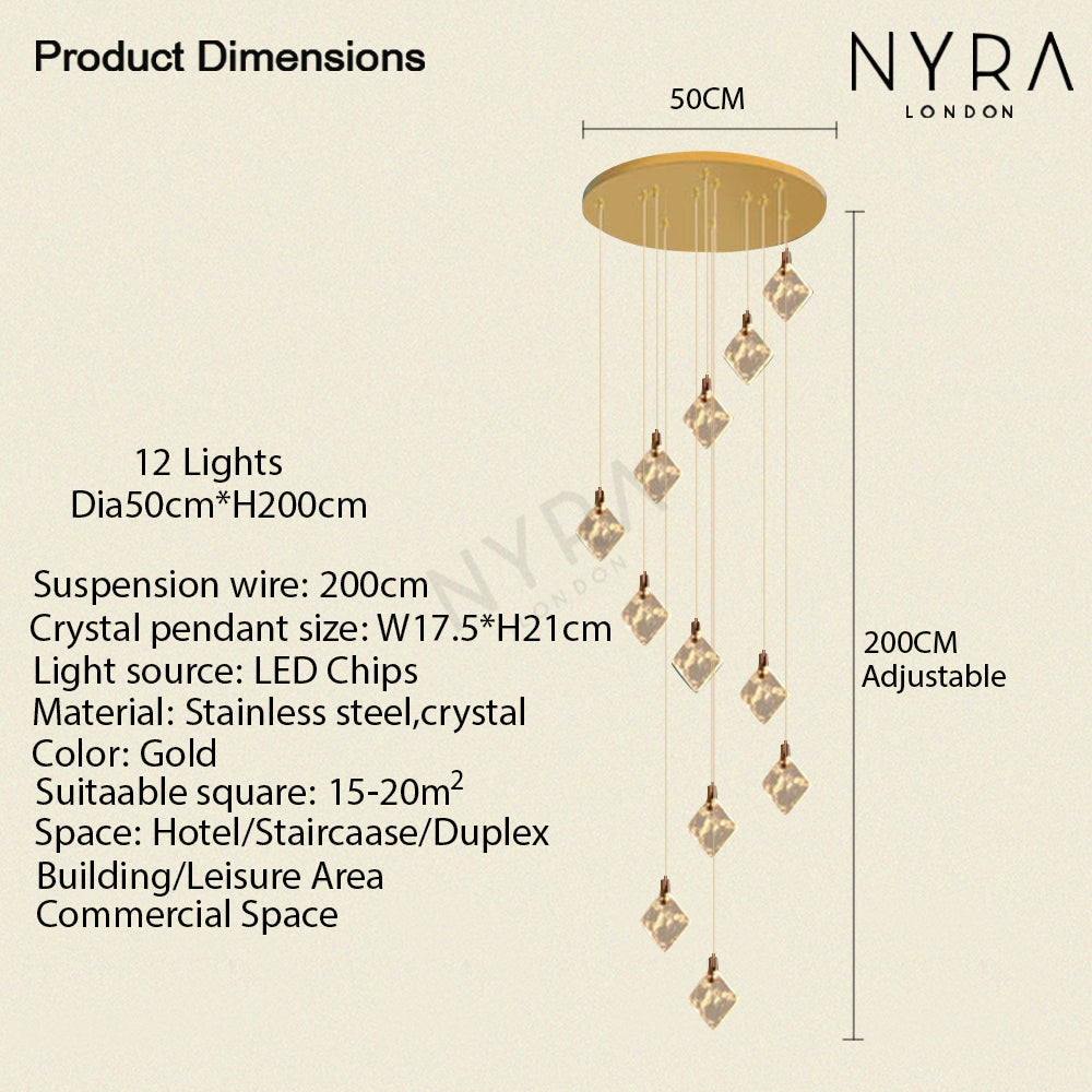 Luxury Crystal Pendant LED Lighting Fixture