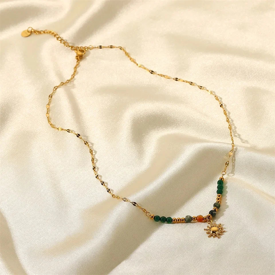 Dainty Boho Chic Sun Drop Necklace