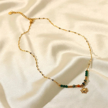 Dainty Boho Chic Sun Drop Necklace