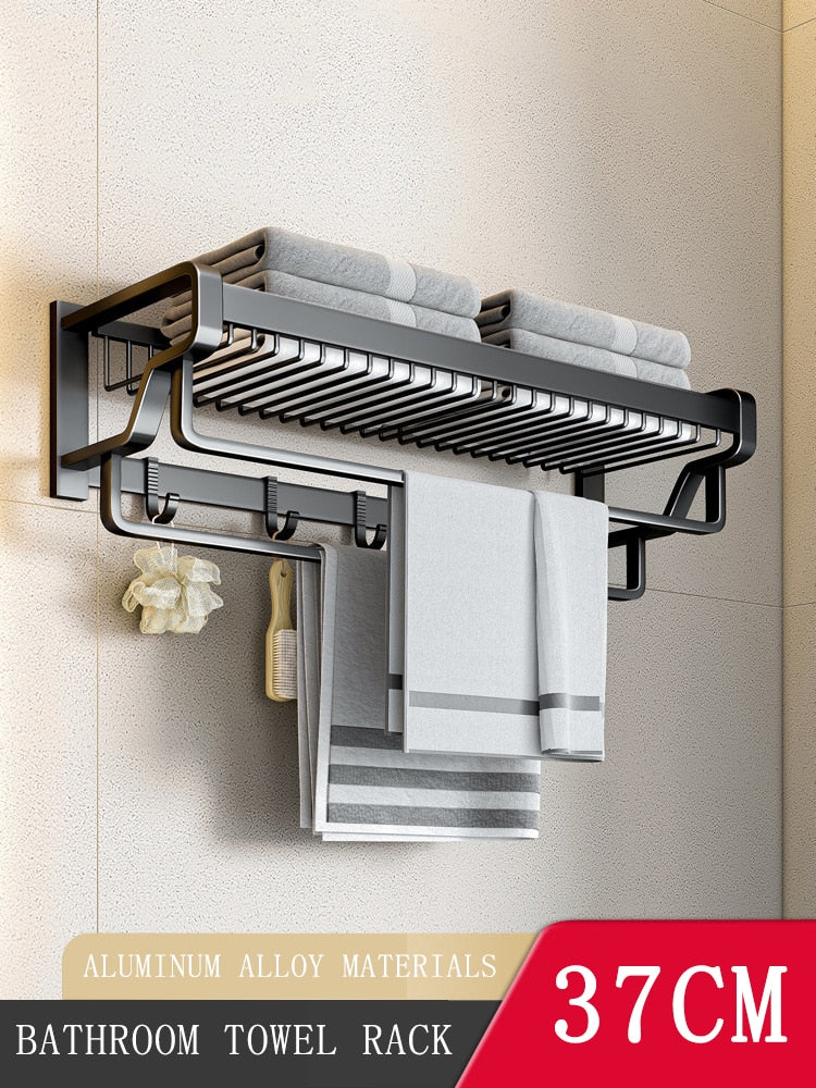 Sturdy Bathroom Towel Rack Wall Mounted Storage Shelf