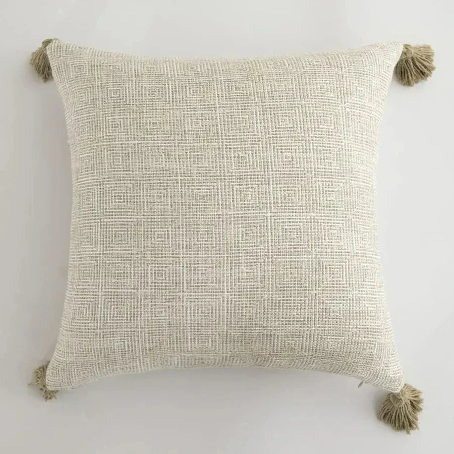 Stylish Home Cushion Cover with Colorful Tassels