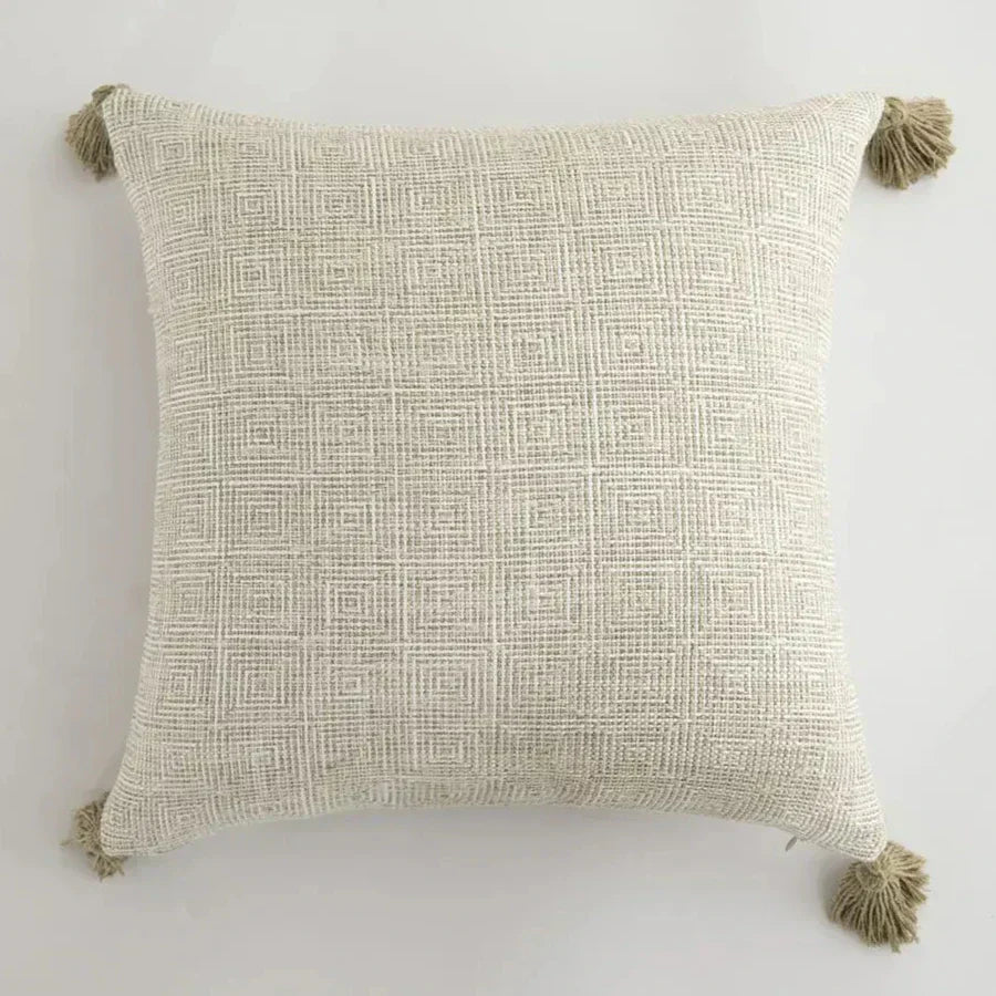 Decorative Throw Pillow Cover with Colorful Tassels