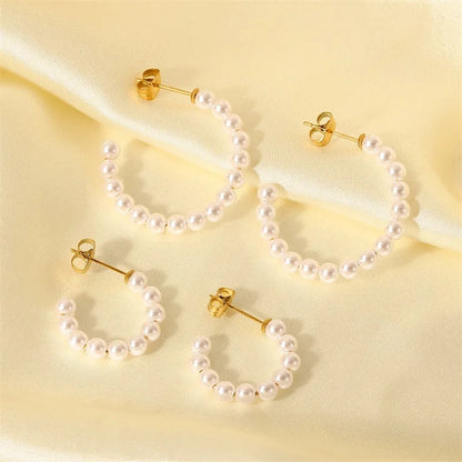 Elegant Simple White Pearl Stud Earrings