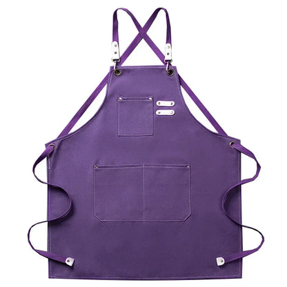 Durable Canvas Crossback Apron With Pockets For BBQ