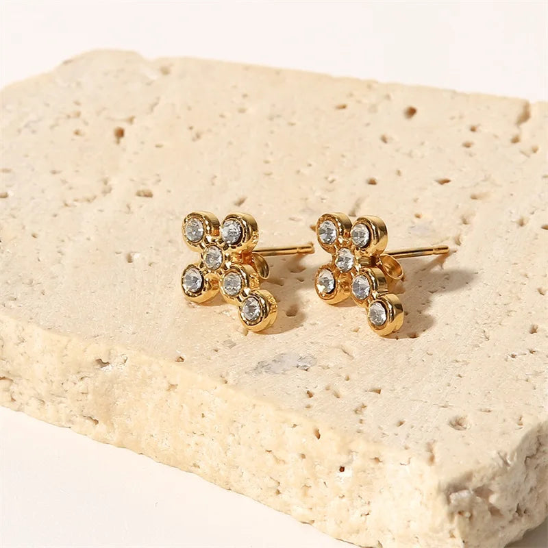 Small Cross Sterling Silver Stud Earrings