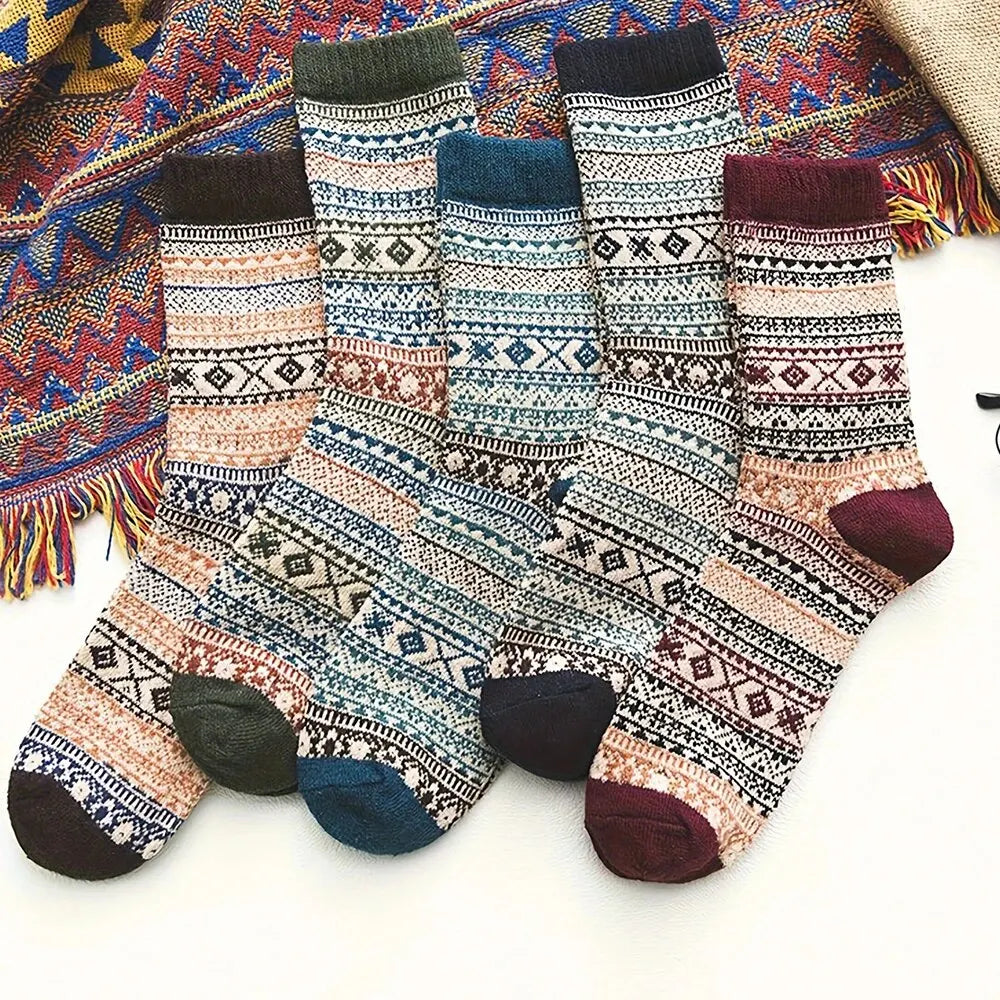 Cozy Women's Thick Wool Socks 5 Pack Winter Warm - Luxicro